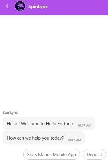 Spin Lynx Casino support client